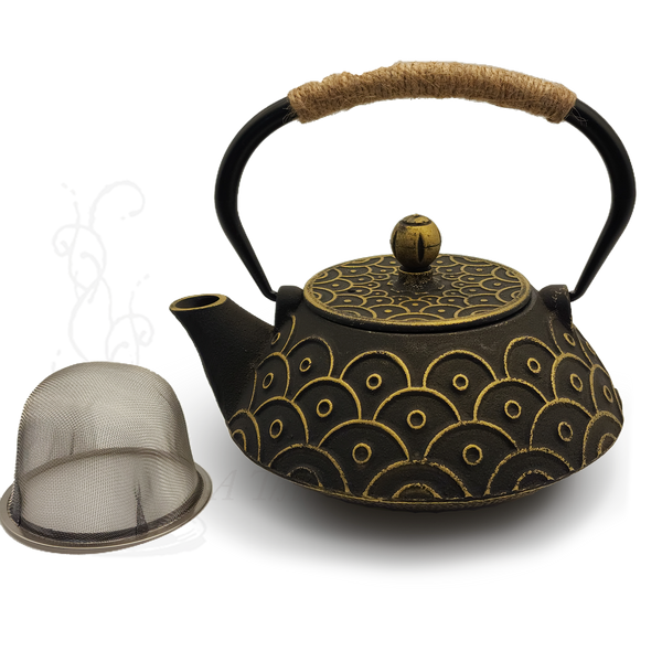 Black & Gold Cast Iron Teapot