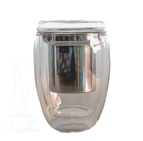 Double Walled Glass Filtering Tea Tumbler