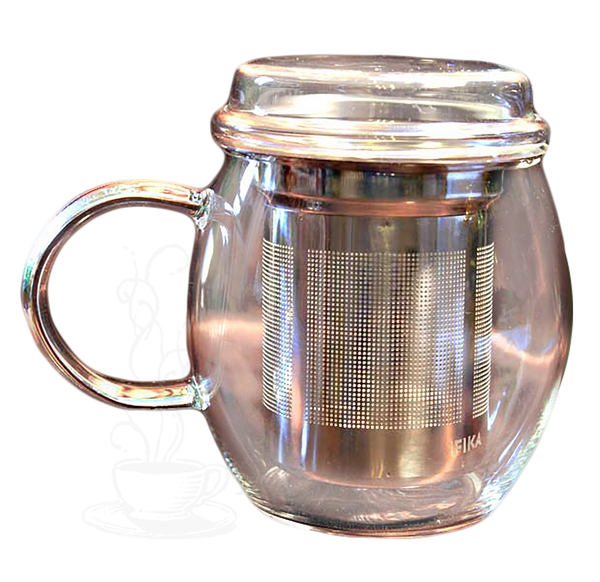 Glass Filtering Tea Mug with Stainless Steel Laser Mesh Infuser