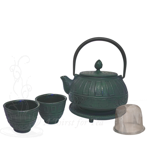 Green Classical Cast Iron Tea Set