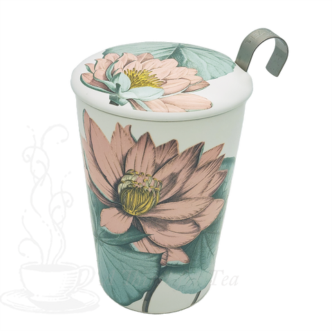 TeaEve Porcelain Tea Mug with Lotus Flower Design