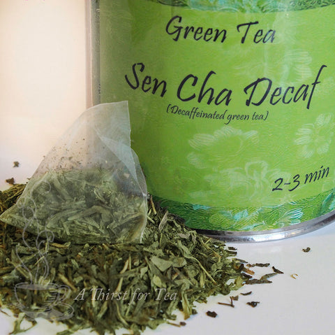 Sen Cha Decaf, Decaffeinated Japanese Style Green Tea in Pyramid Tea Sachets