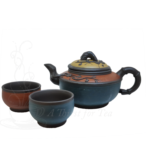 Tri Color Yixing Teapot Set, 17.5 oz.