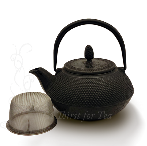 Black Hobnail Cast Iron Teapot