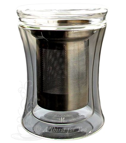 Double Walled Glass Filtering Tea Mug