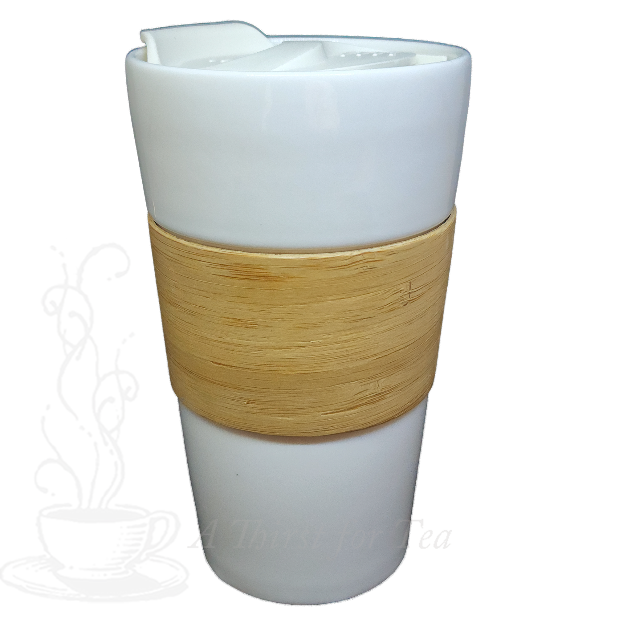 Ceramic Travel Mug with Bamboo Sleeve & Infuser