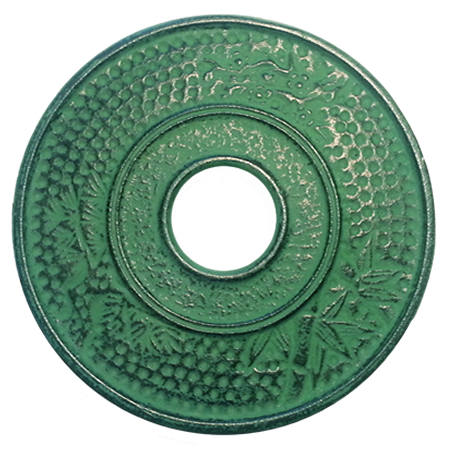 Green Bamboo cast iron trivet