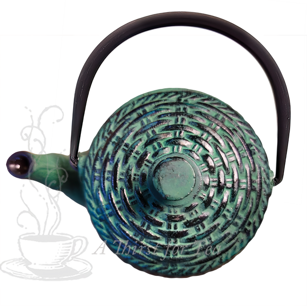 Green Basket Cast Iron Teapot Set