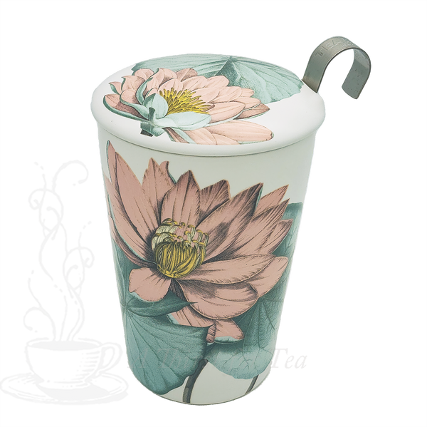 TeaEve Porcelain Tea Mug with Lotus Flower Design