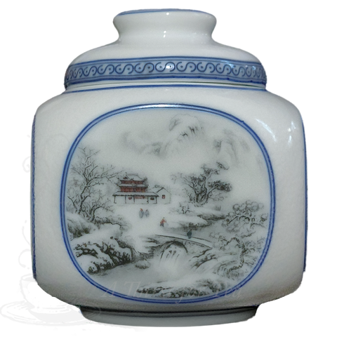 Winter Scenery Porcelain Tea Canister