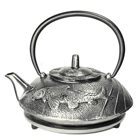 Silver Japanese Koi Cast Iron Teapot, 22 fl. oz.
